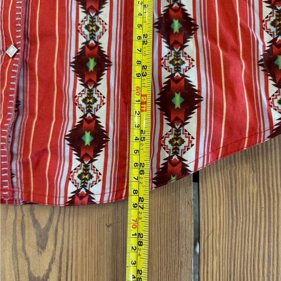Wrangler‎ Retro Western Red Southwestern Aztec Snap Shirt Women's Medium - Picture 9 of 11